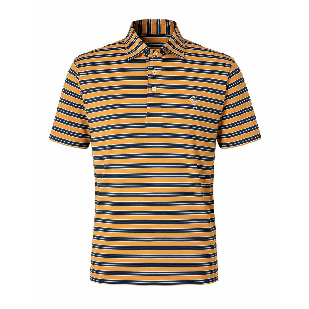 Peter Millar Yellow Navy Striped Golf Polo Shirt XL  Comfort Performance Travel
